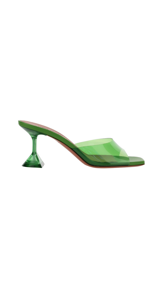 Lupita Glass 70mm PVC Mules - Green