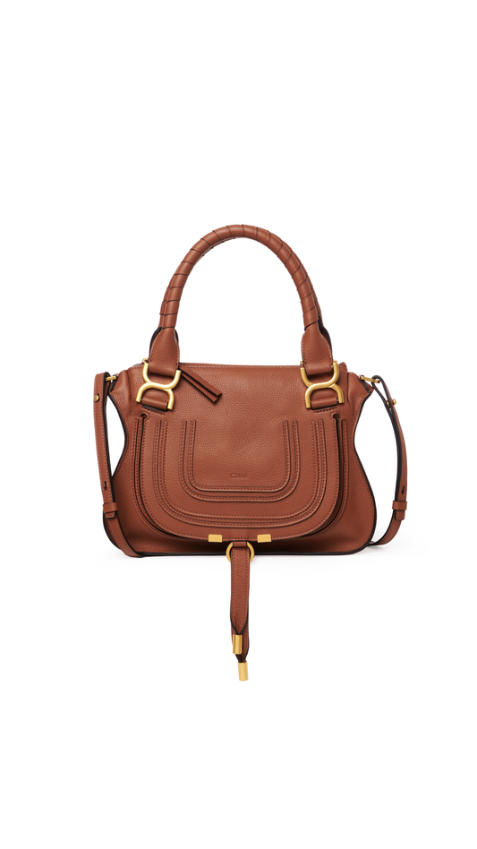 Marcie Small Leather Handbag In Grain Calfskin - Tan