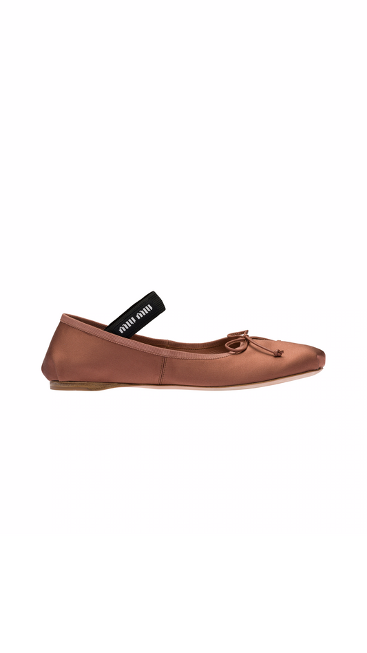 Satin Ballerinas - Cocoa Brown