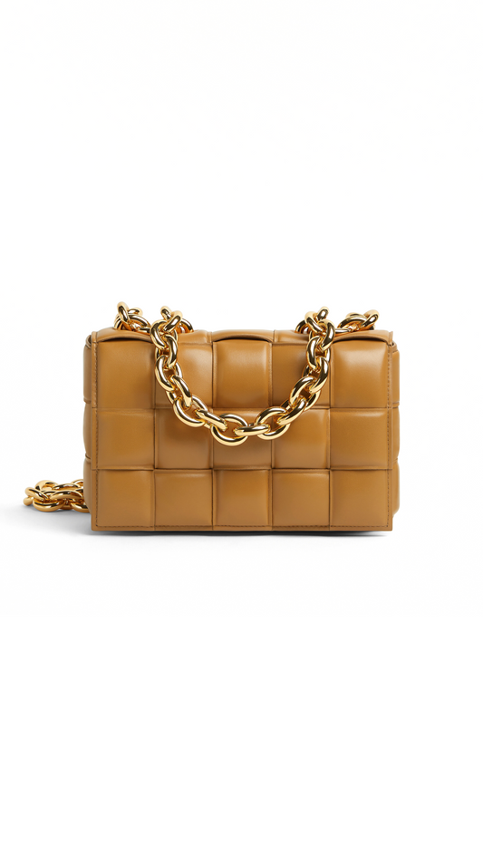 Padded Chain Cassette Bag - Caramel