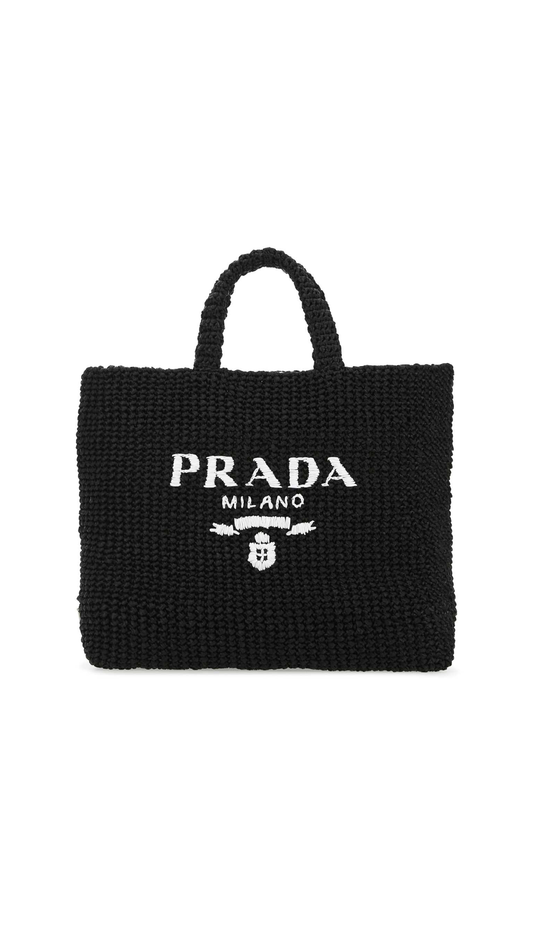 Raffia Tote Bag - Black