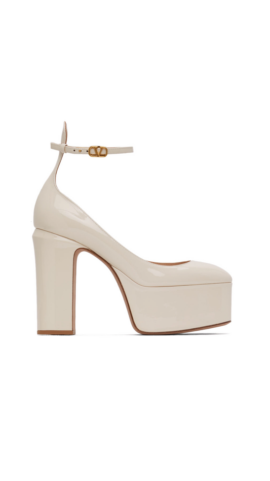 Tan-Go Platform Pump In Patent Leather 120 MM - Ivory