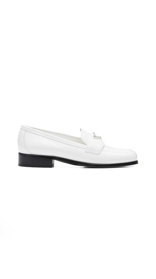 Unlined Brushed Leather Loafers - White