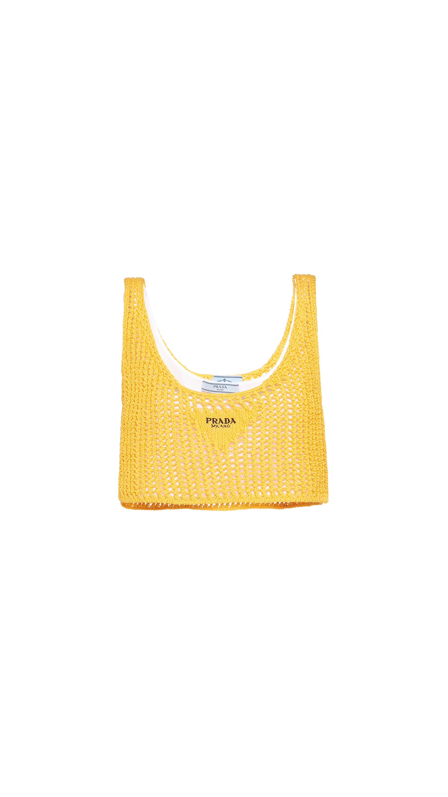 Openwork Cotton Crop-Top - Yellow