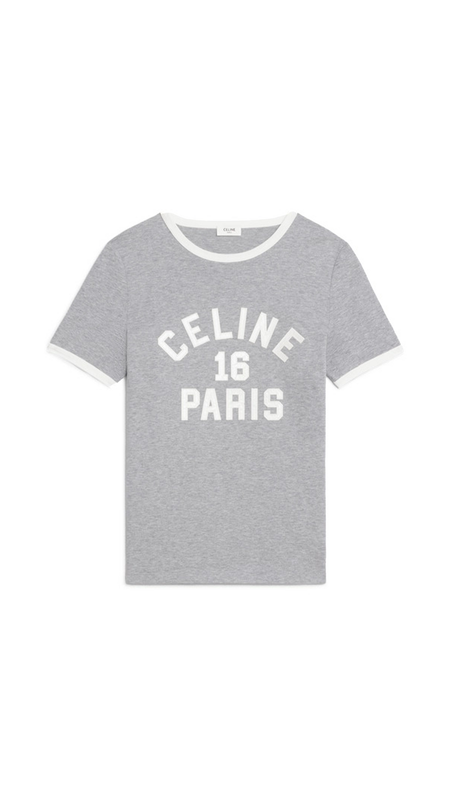 Embroidered Celine 16 T-Shirt In Cotton Jersey - Grey