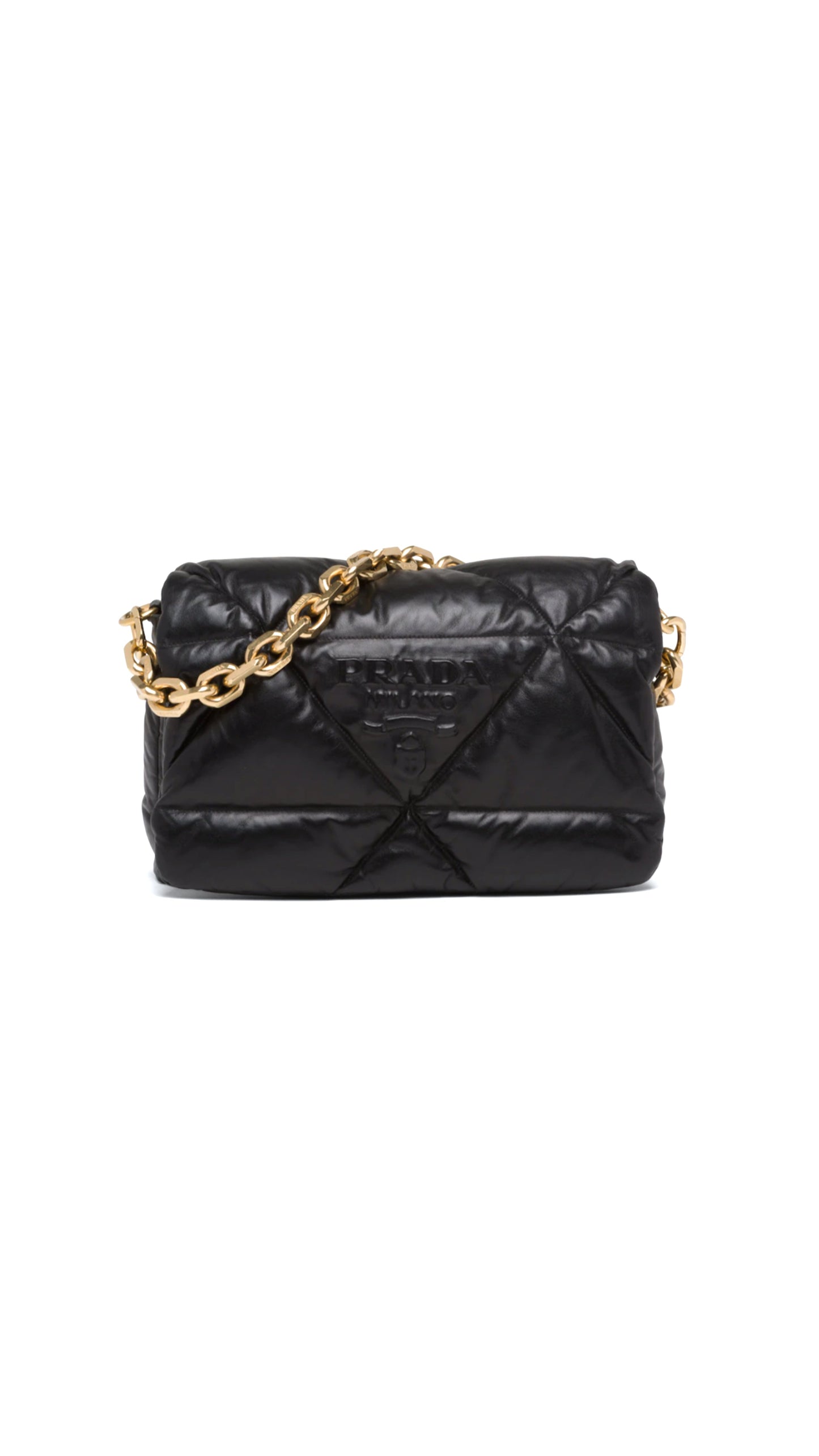 Padded Nappa Leather Shoulder Bag - Black