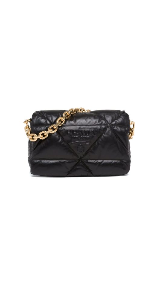 Padded Nappa Leather Shoulder Bag - Black