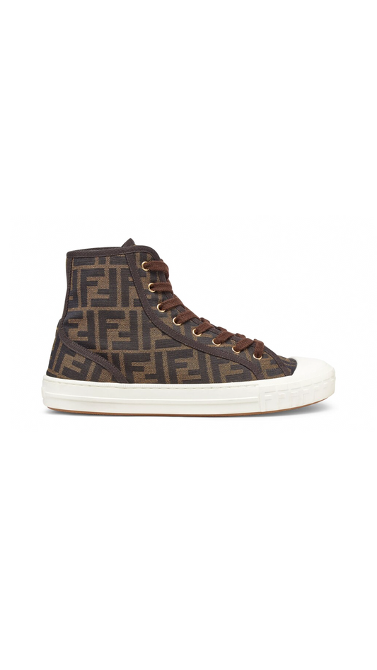 Domino FF Jacquard High-top Sneakers - Brown