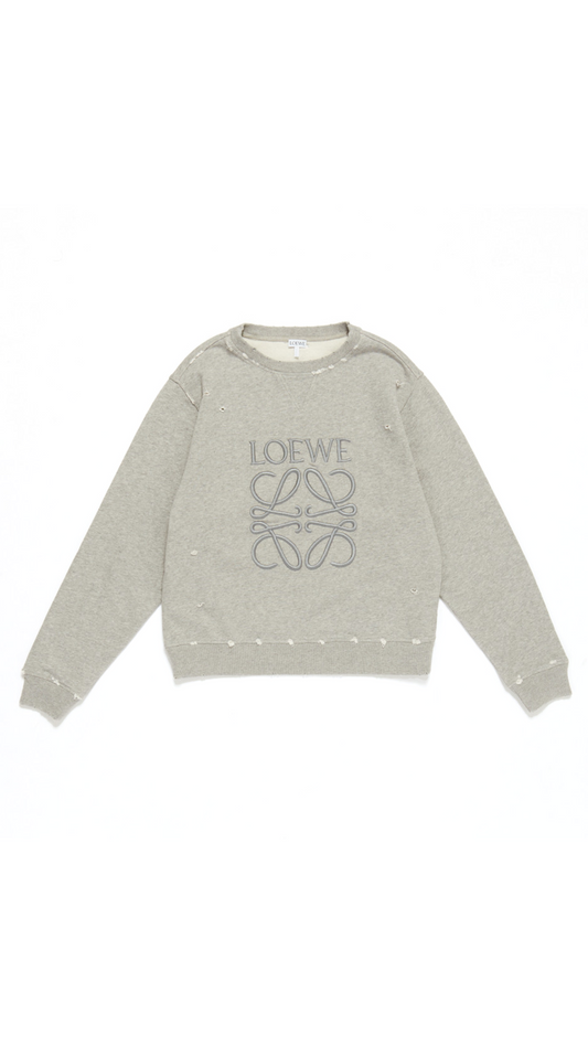 Distressed Anagram Sweatshirt in Cotton - Grey Melange