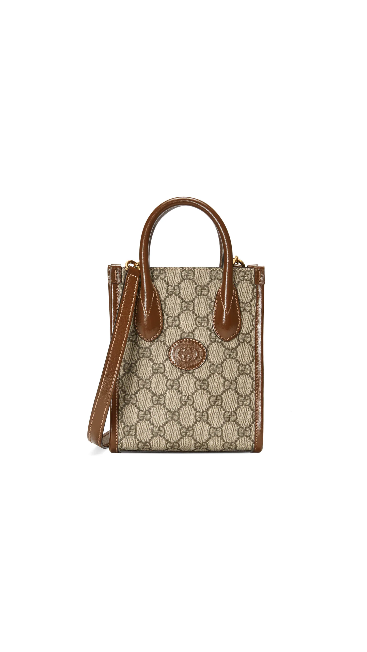 Mini Tote Bag with Interlocking G - Brown