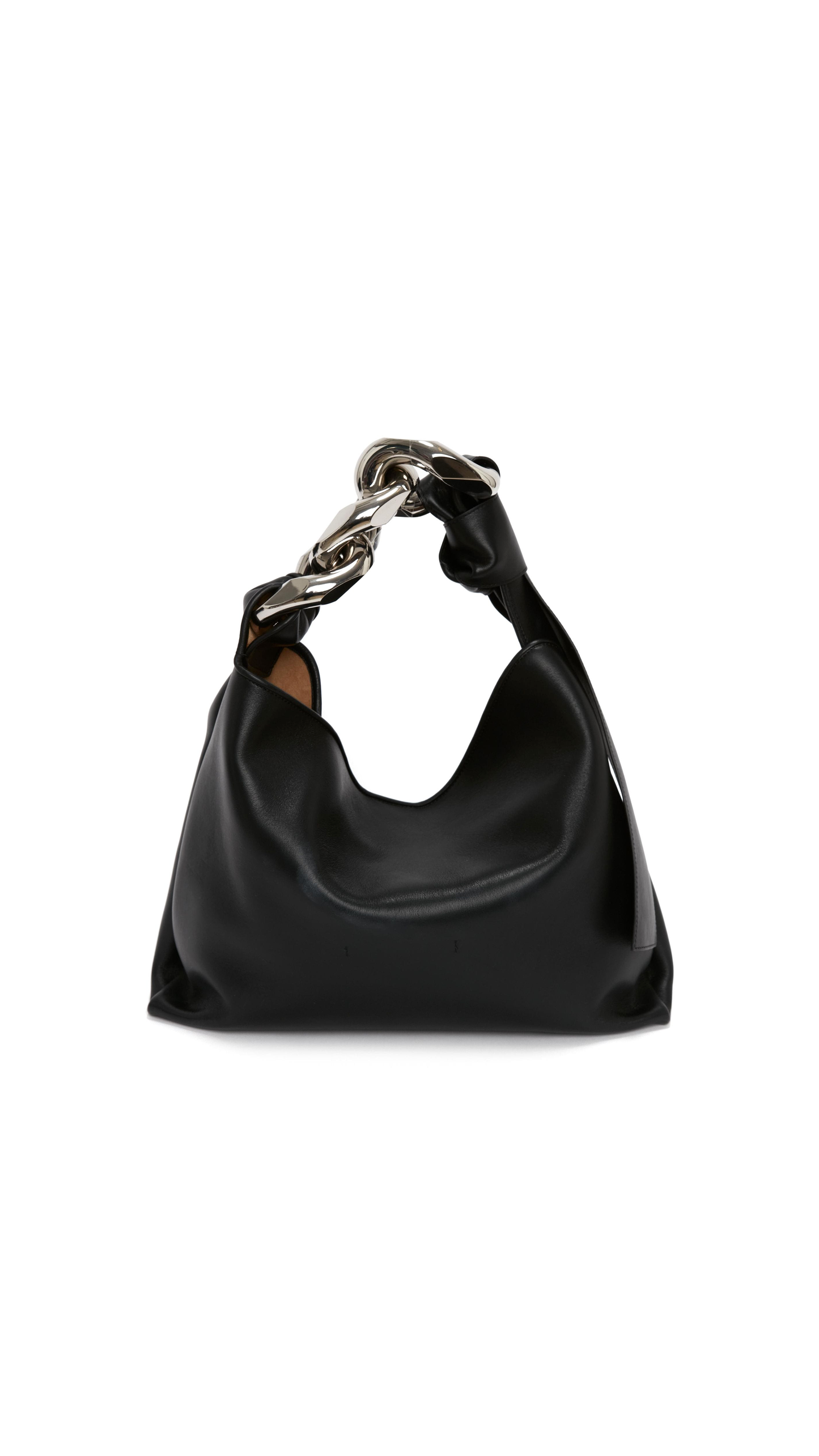 Small Chain Hobo Shoulder Bag - Black
