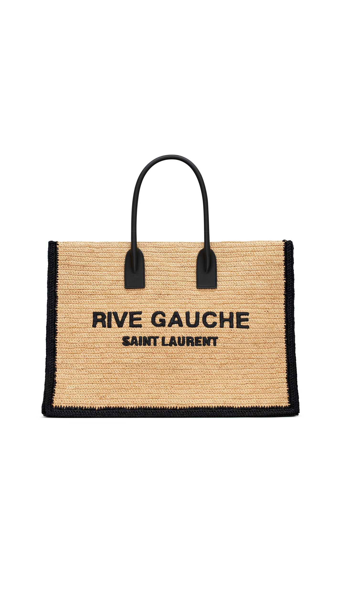 Rive Gauche Tote Bag In Raffia And Leather - Beige Natural