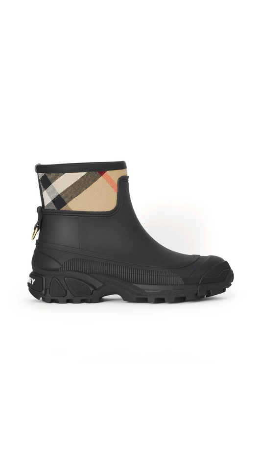 House Check Panel Rain Boots - Black / Archive Beige