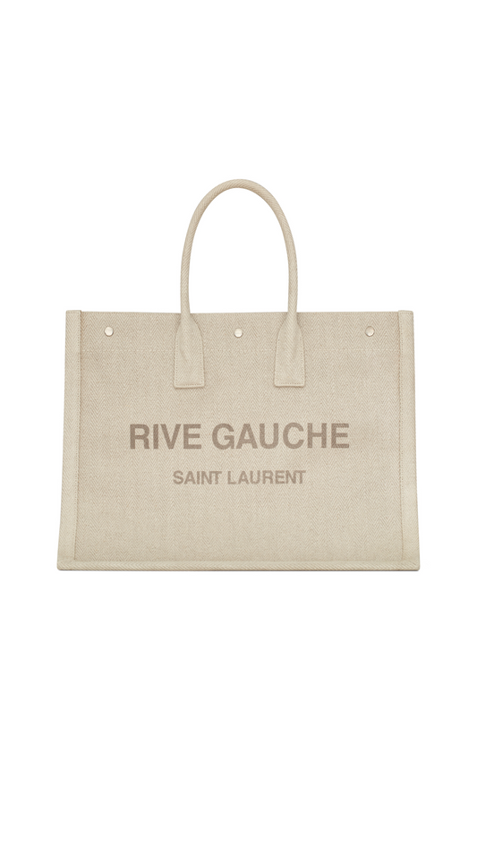 Rive Gauche Large Tote Bag In Canvas - Light Shell