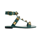 Roman Stud Flat Calfskin Sandal - Green
