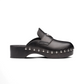 Studded Leather Clogs - Black