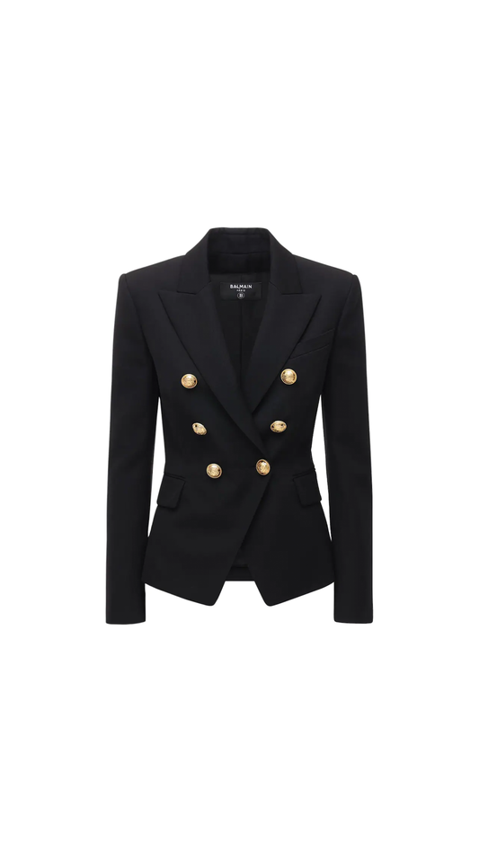 Grain de Poudre Double-Breasted Jacket - Black