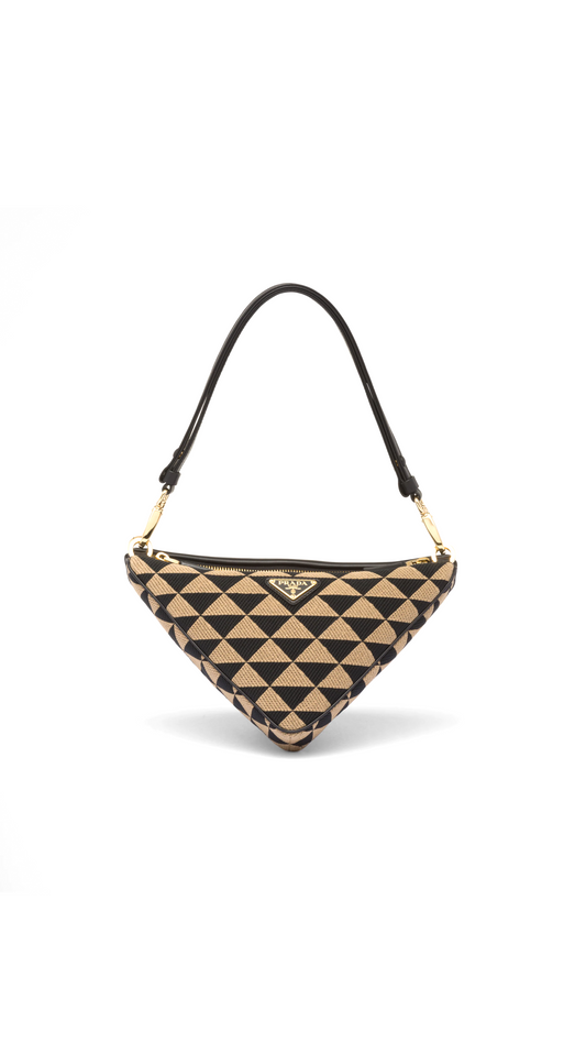 Prada Symbole Leather and Fabric Mini Bag - Black/Beige