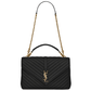 College Large Chain Bag in Quilted Leather - Black / Gold.
