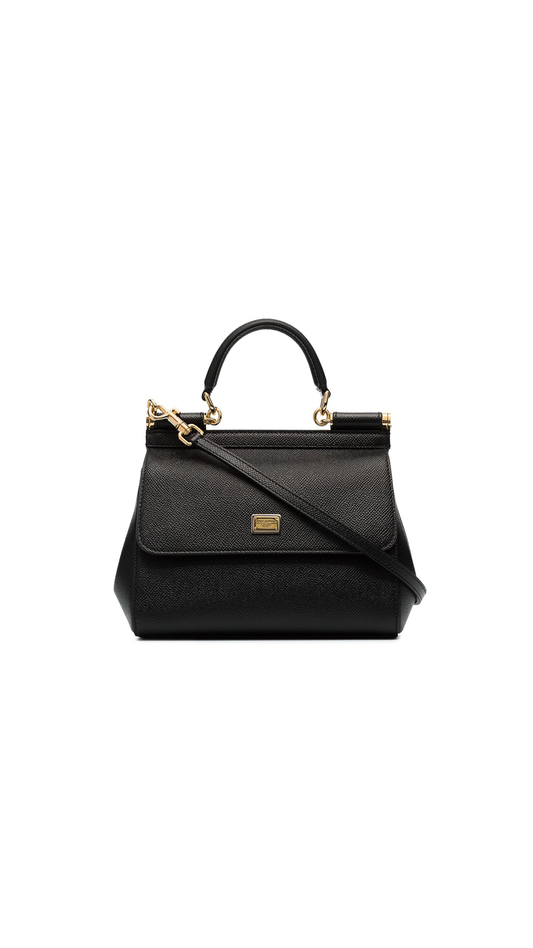 Small Sicily Bag In Dauphine Calfskin - Black