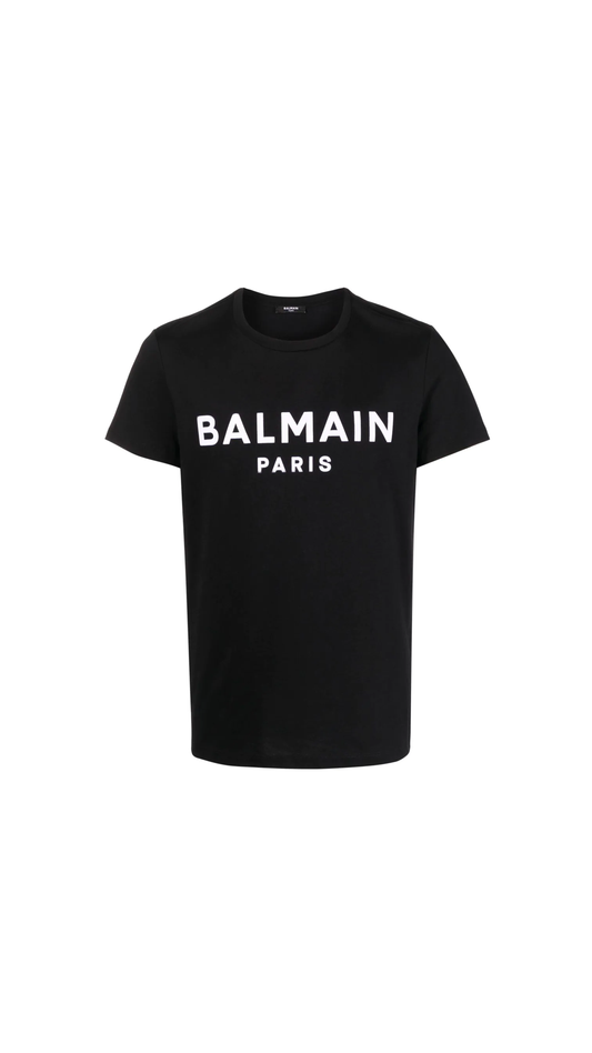 Cotton printed Balmain Paris logo T-shirt - Black