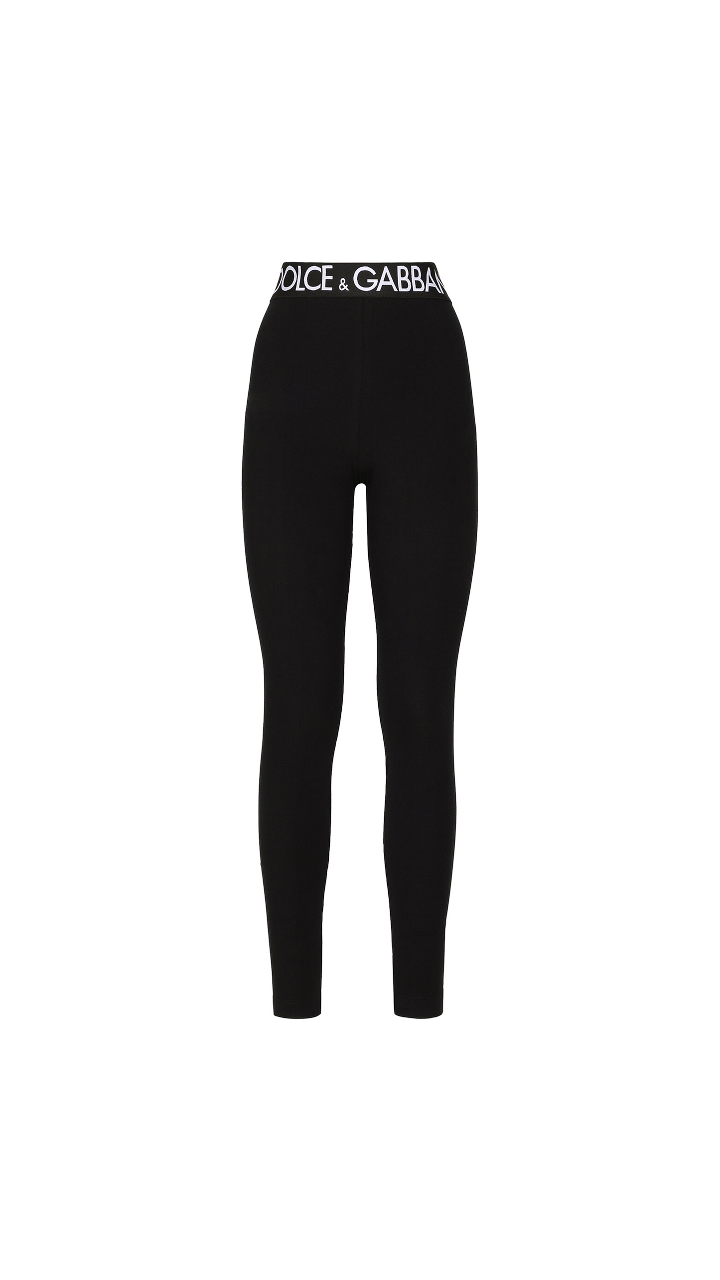 Jersey Leggings with Branded Elastic - Black
