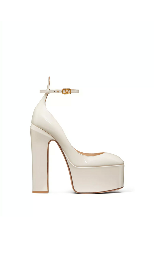 Tan-Go Patent-Leather Platform Pump 155MM - Light Ivory