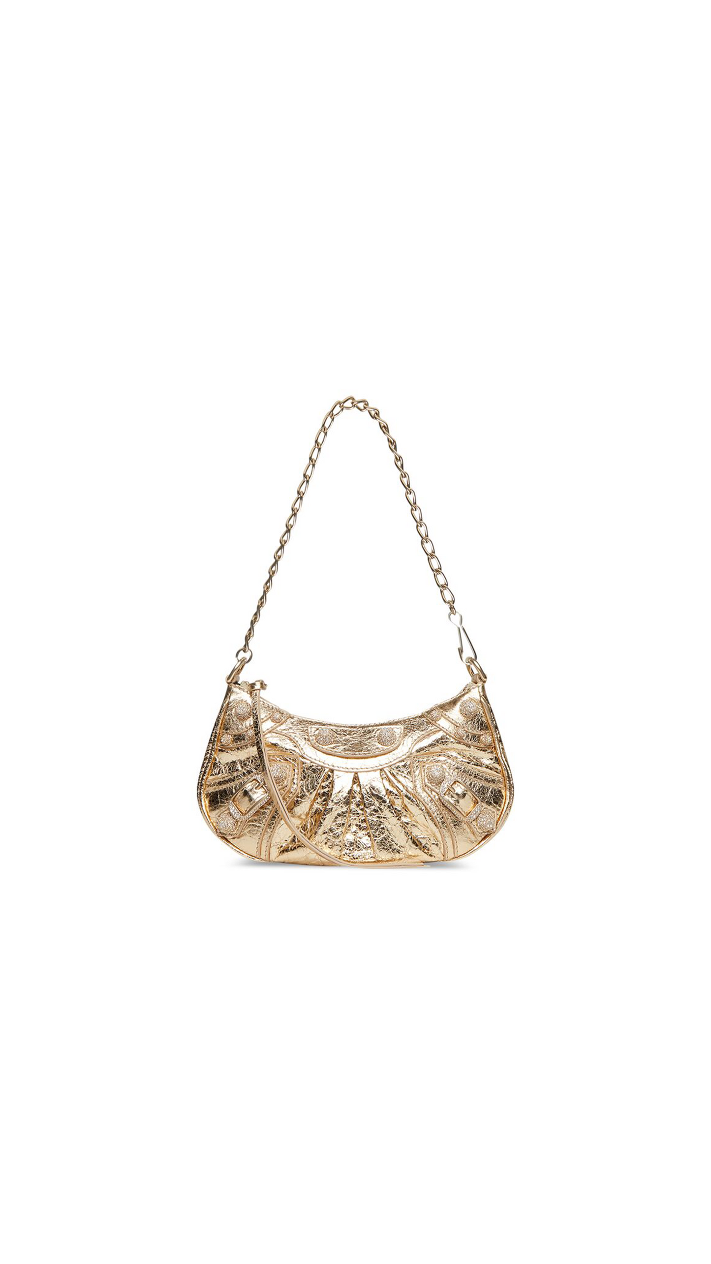 Le Cagole Mini Purse With Chain Metallized With Rhinestones - Golden
