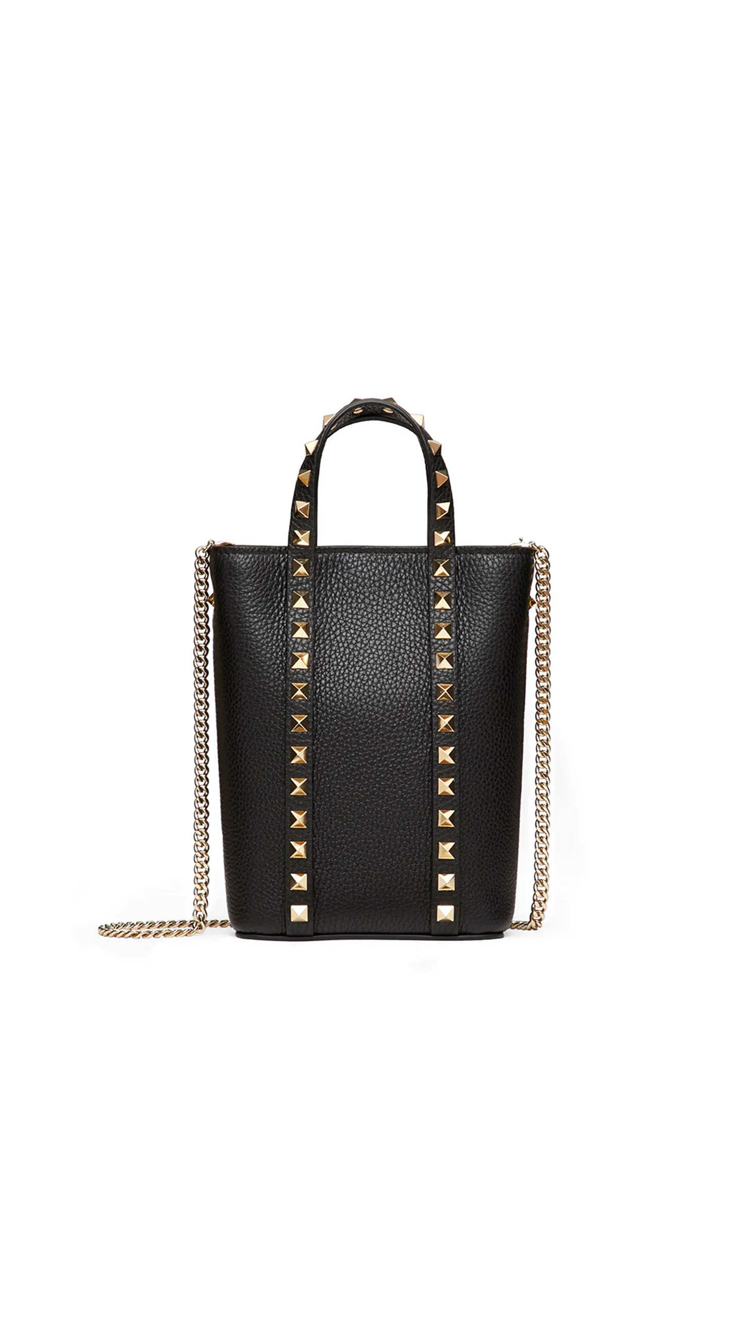 Rockstud Calfskin Leather Tote - Black.