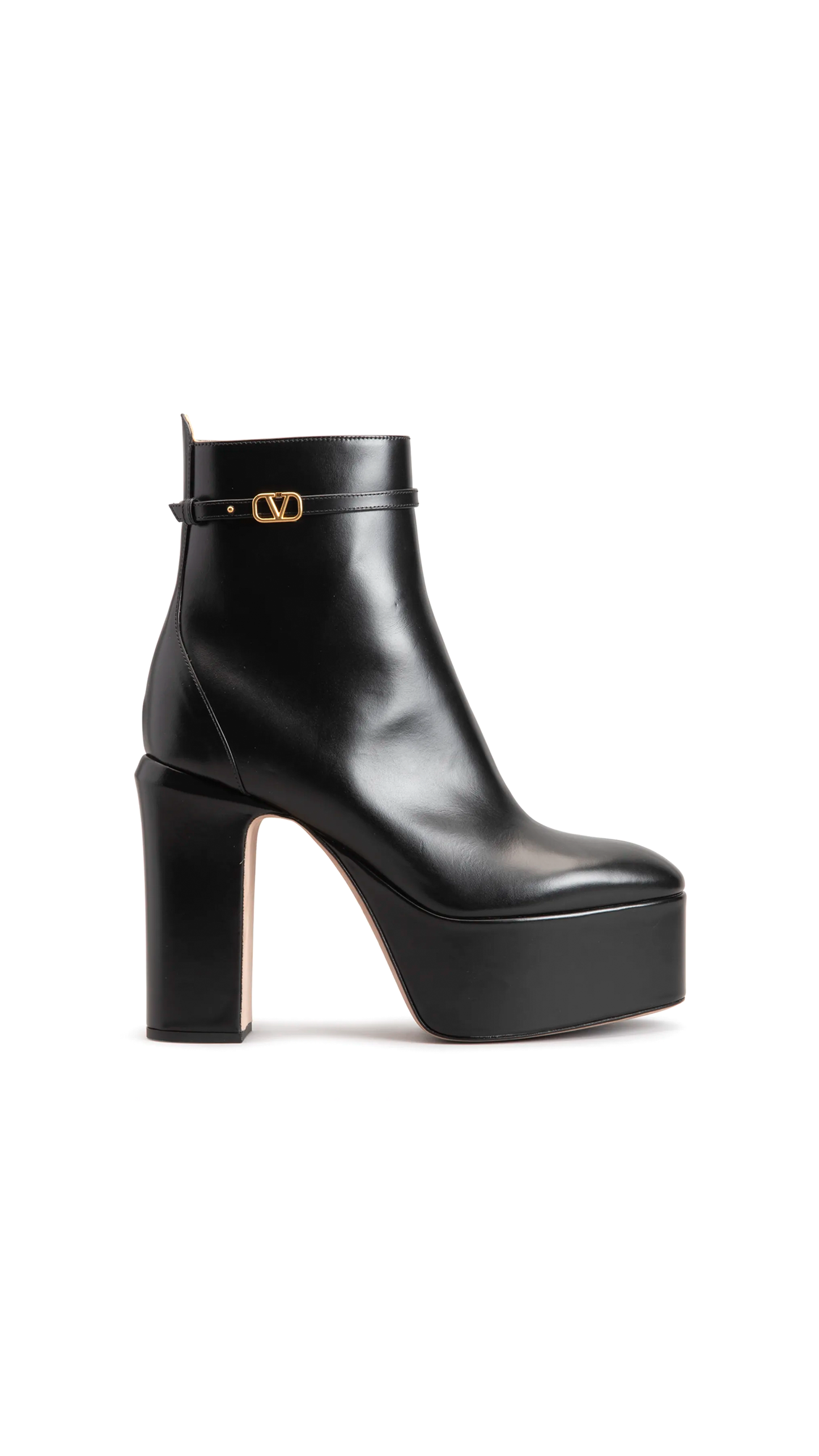 Tan-go Platform Ankle Boots in Calskin 120MM - Black