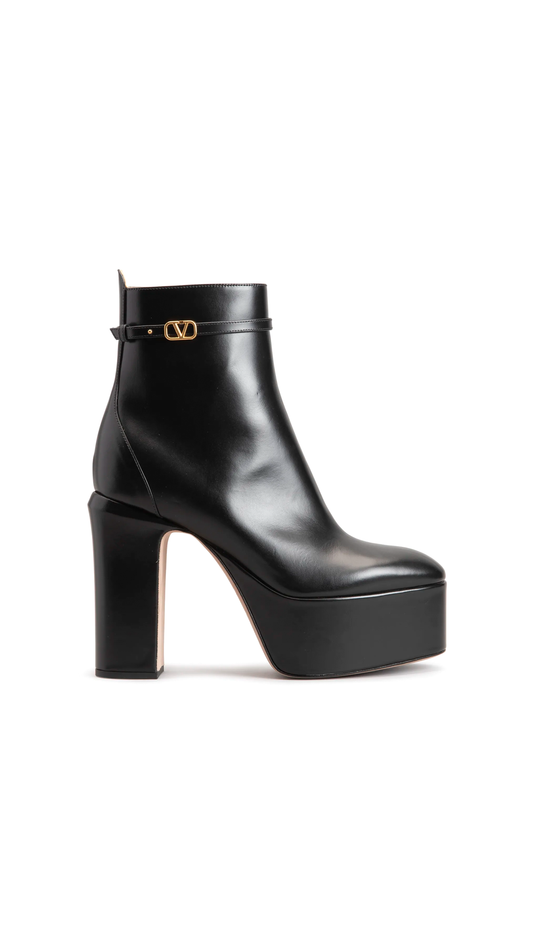 Tan-go Platform Ankle Boots in Calskin 120MM - Black