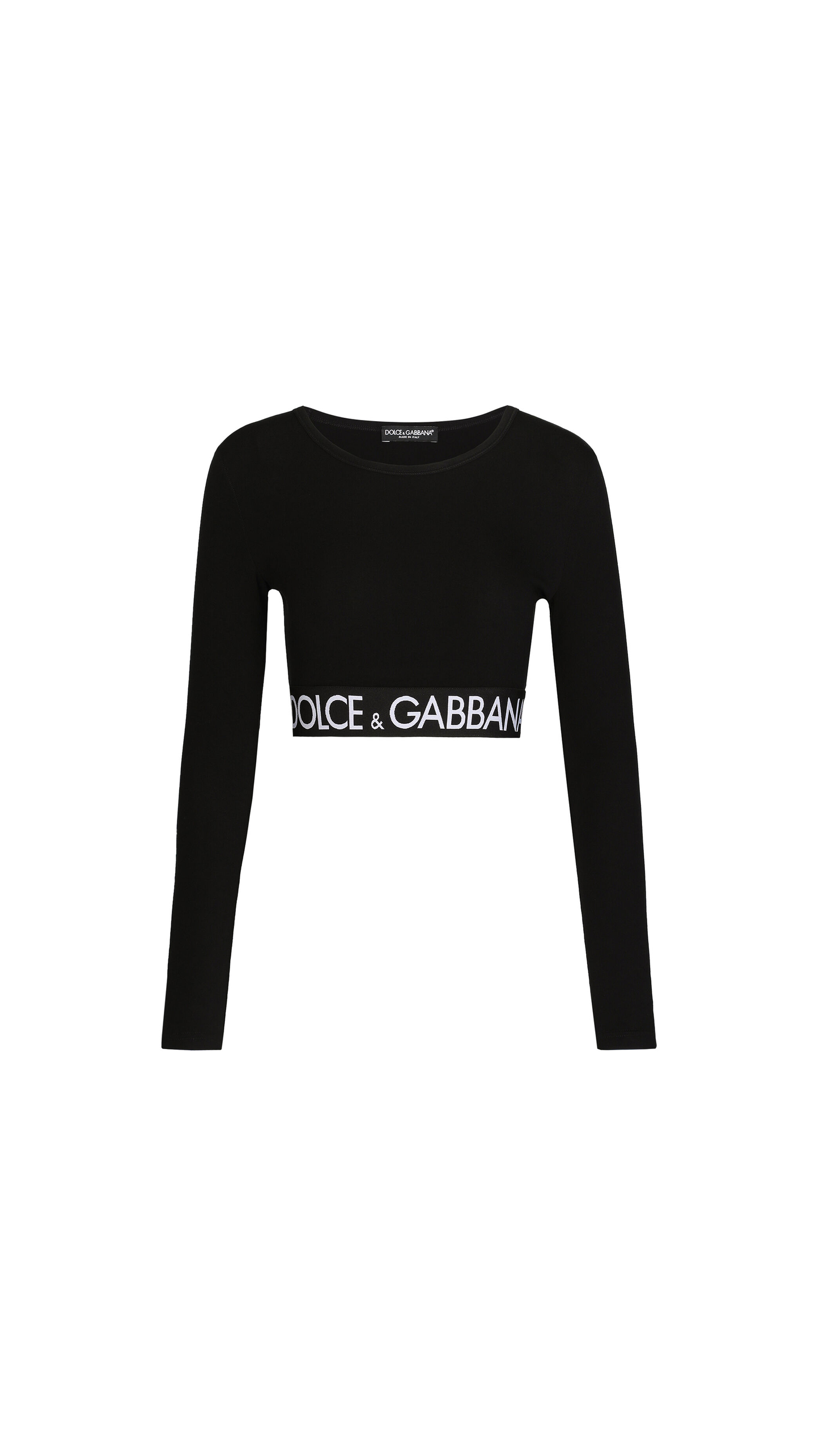 Long-sleeved Jersey Top with Branded Elastic - Black