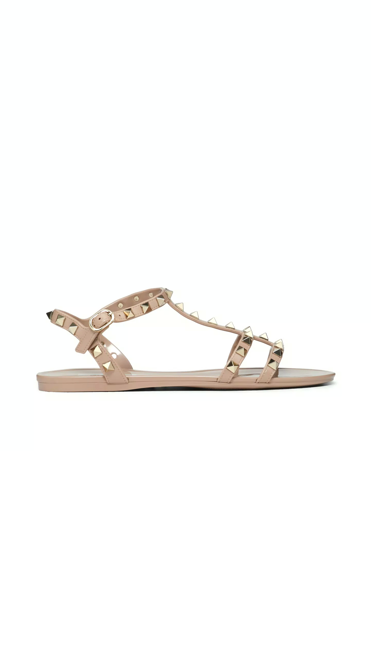 Rockstud Flat Rubber Sandals - Poudre