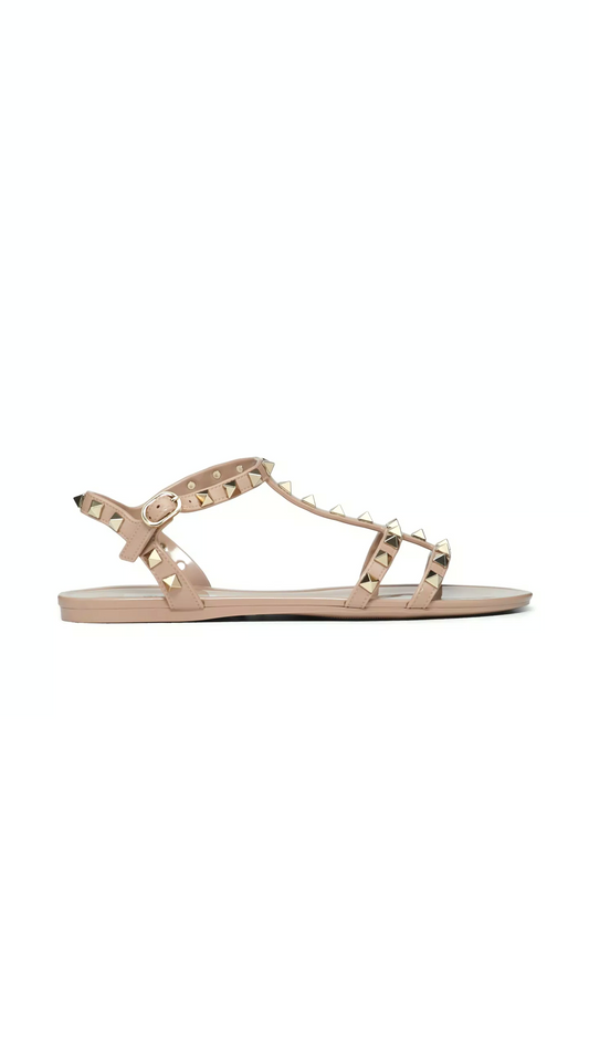 Rockstud Flat Rubber Sandals - Poudre